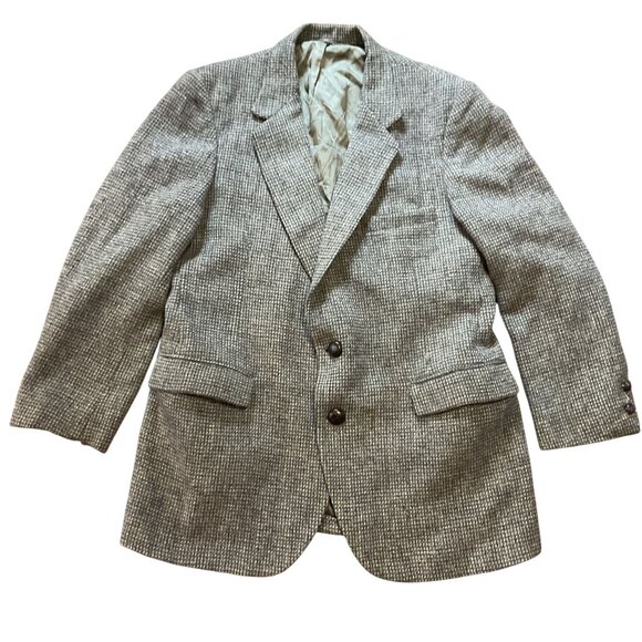 Vintage Harris Tweed Sport Coat Sz 44R Gray 2-Button Part Lined Scottish Wool - Picture 1 of 6